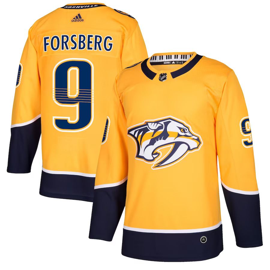 Men Nashville Predators #9 Filip Forsberg adidas Gold Authentic Player NHL Jersey